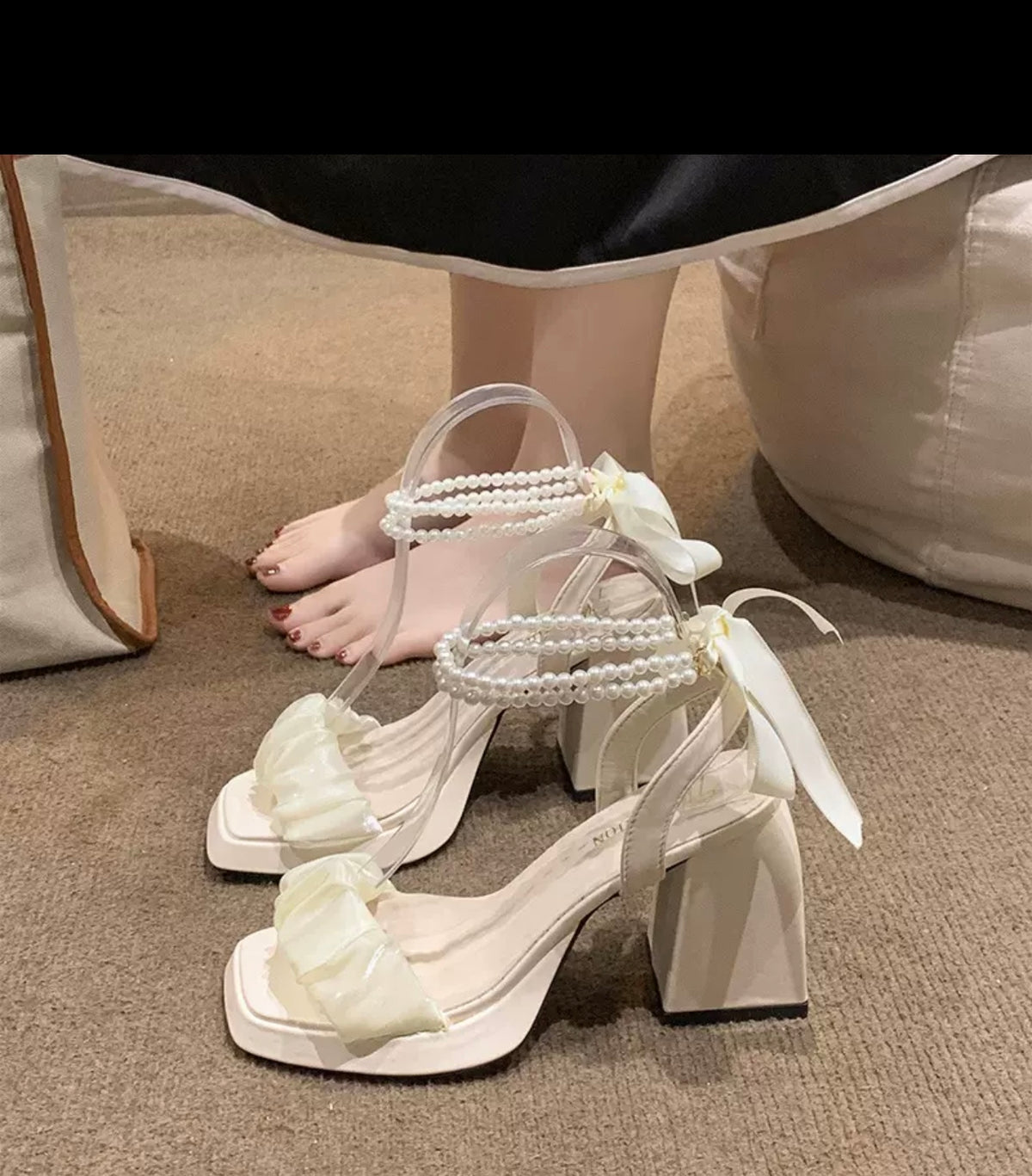 Mesh Platform Heels